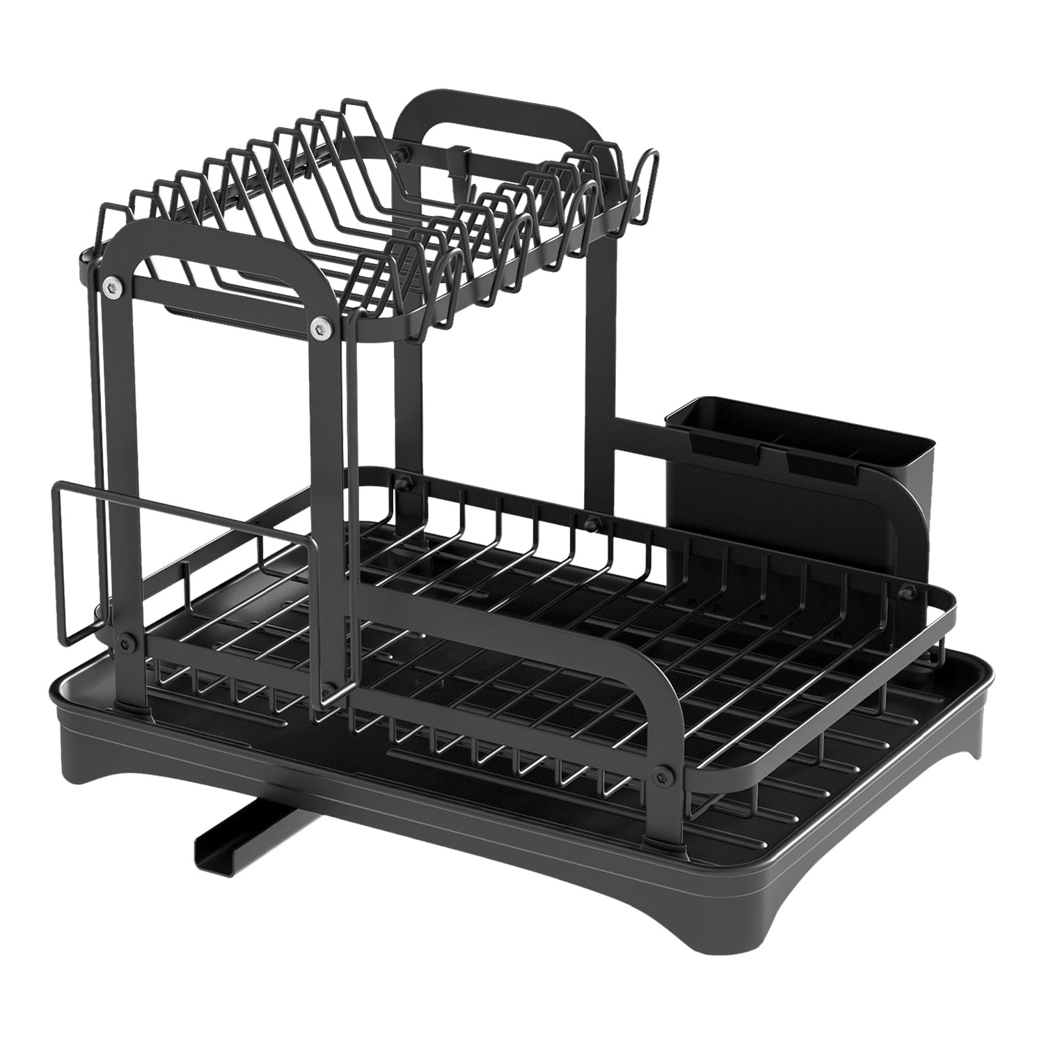 2-Tier Dish Drying Rack with Drainboard & Utensil Holder