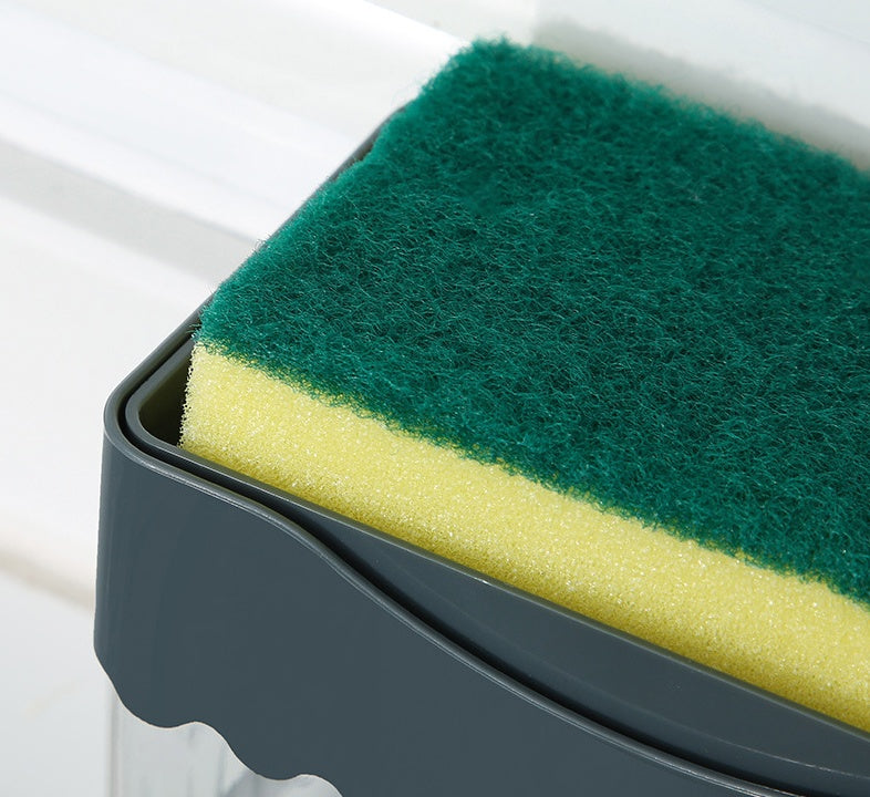 Automatic Dosing Soap Dispenser Sponge Caddy, 2-in-1 Push-Type