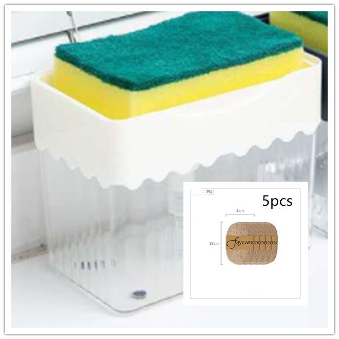 Automatic Dosing Soap Dispenser Sponge Caddy, 2-in-1 Push-Type