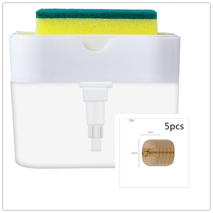 Automatic Dosing Soap Dispenser Sponge Caddy, 2-in-1 Push-Type