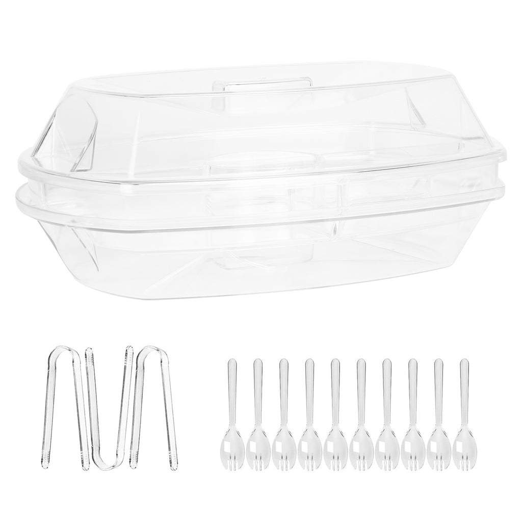 Chilled Fruit & Shrimp Serving Tray with Lid 4 Sections
