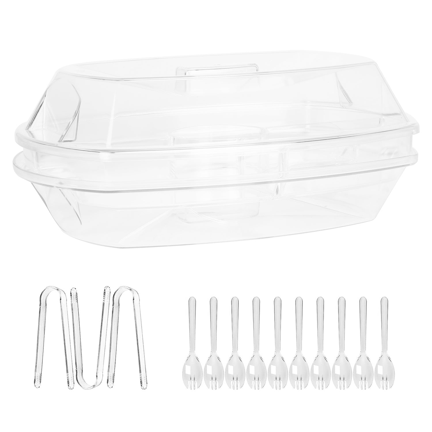 Chilled Fruit & Shrimp Serving Tray with Lid 4 Sections