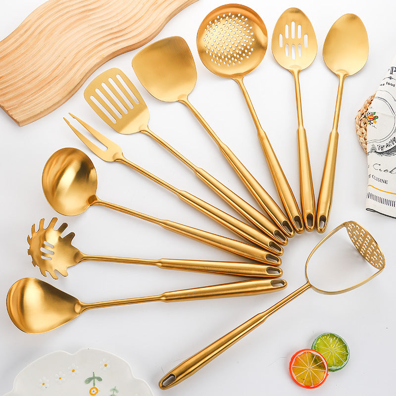 Gold-Plated Spatula and Strainer Set| 12-Piece Kitchen Set