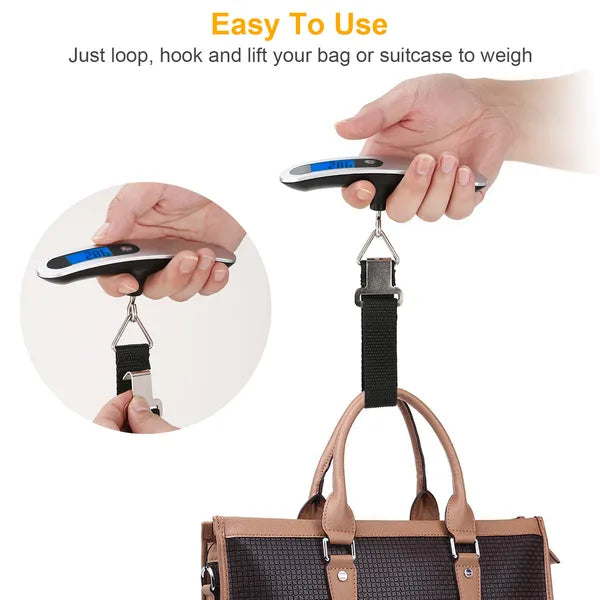 Portable Digital Luggage Scale 50kg 10g LCD Hanging For Household