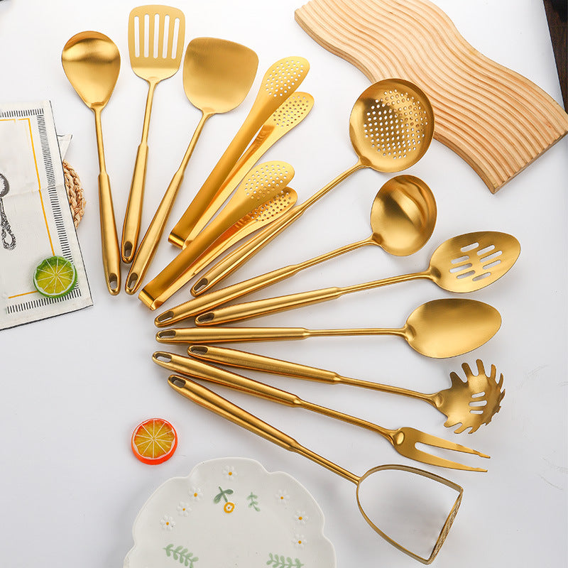 Gold-Plated Spatula and Strainer Set| 12-Piece Kitchen Set