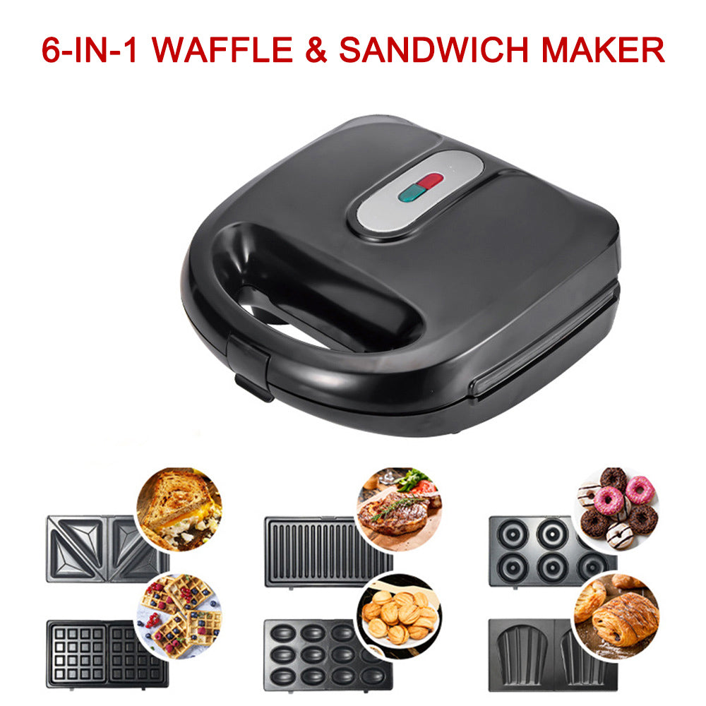 6-in-1 Waffle Maker & Grill | Sandwich, Doughnut & Breakfast Maker