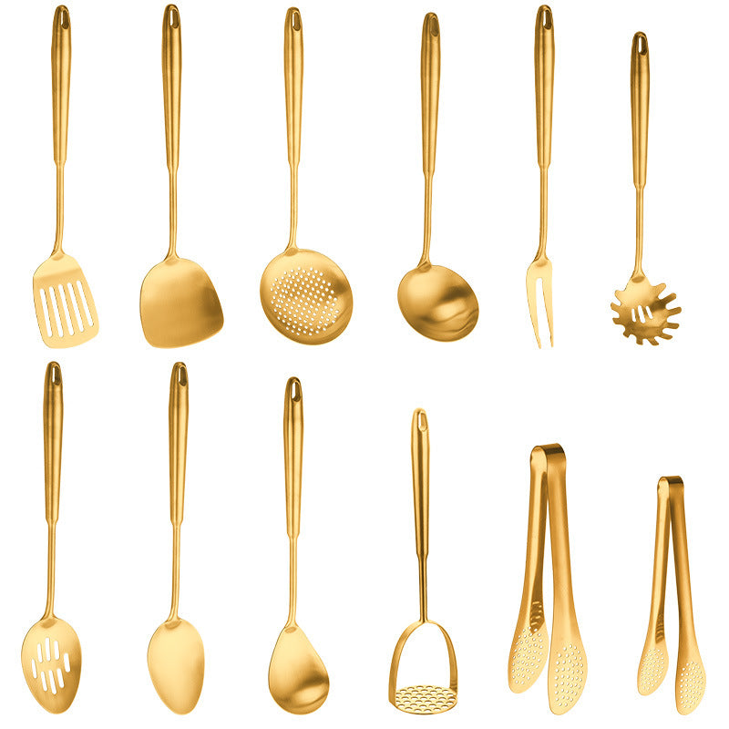 gold-plated spatula and strainer set