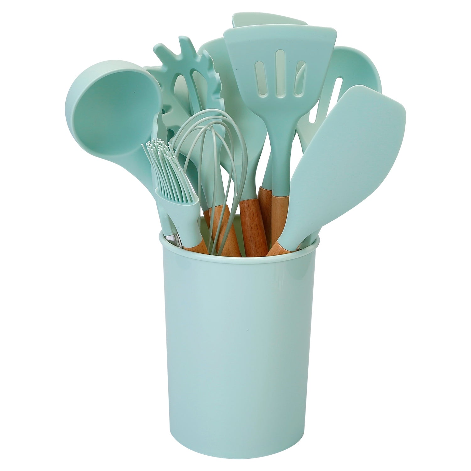 silicone cooking utensil set with holder